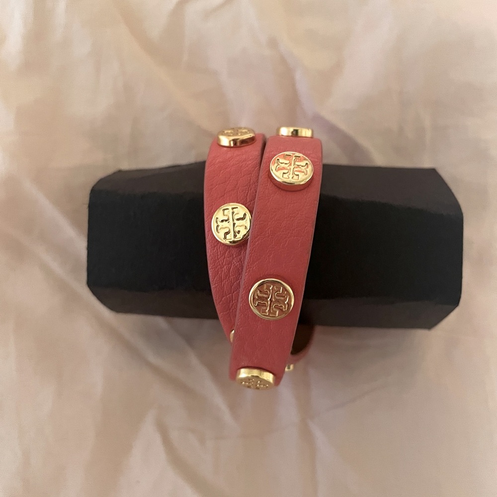 Tory Burch Leather studded wrap bracelet